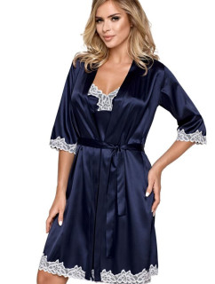 Luxusní saténový župan model 14597793 navy blue - Hamana