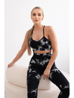 Dámské fitness set top + push up legíny - černá