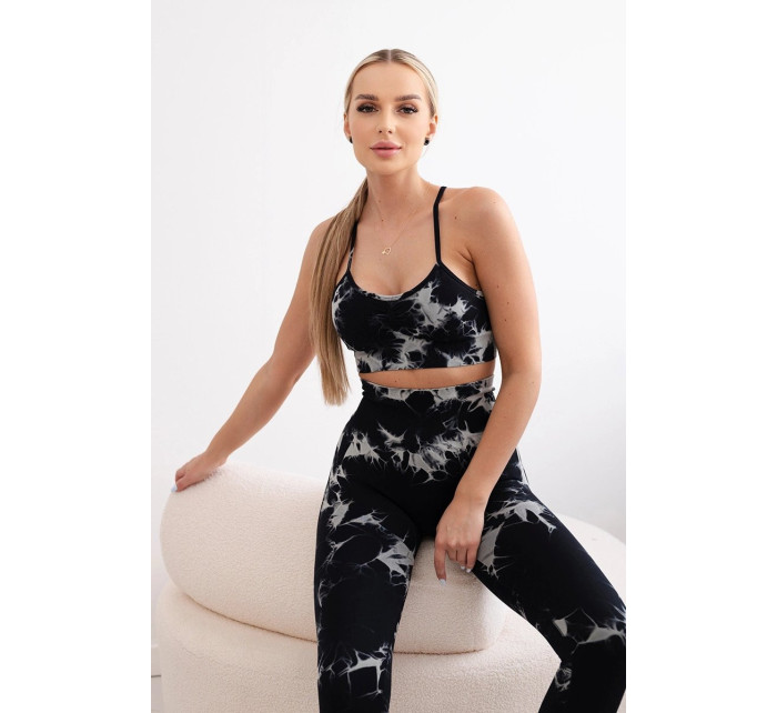 Dámské fitness set top + push up legíny - černá