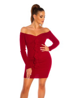 Sexy neck knitted dress with model 19613589 - Style fashion