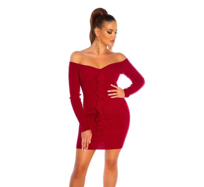 Sexy neck knitted dress with model 19613589 - Style fashion