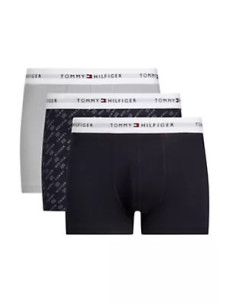 Pánské boxerky 3Pack UM0UM02768 0Y1 šedé/černé/potisk - Tommy Hilfiger