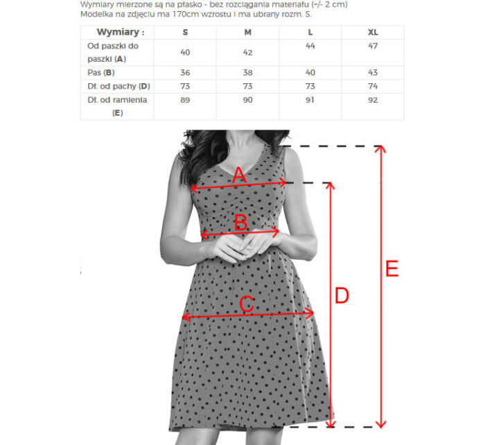 Rozšířené červené dámské puntíkované šaty s dekoltem model 7248163