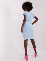 Světle modrá základní sukně s vysokým pasem