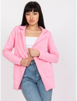 Světle růžová tepláková bunda s kapsami od RUE PARIS