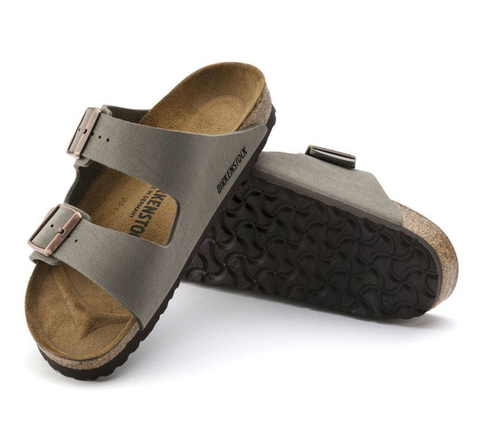 Dámské/ pánské žabky Birkenstock Arizona Birko-Flor Nubuck Stone regular wide grey (0151211)