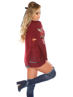 Trendy KouCla Long jumper with patches Used Look