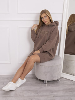 Zateplená mikina s model 18748928 nápisem oversize mocca - K-Fashion