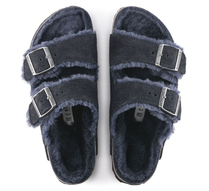 Birkenstock Arizona VL Shearling Midnight zateplené žabky semišová kůže úzké (1020583)