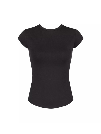 Dámské tričko GO Ribbed T-Shirt - BLACK - černé 0004 - SLOGGI