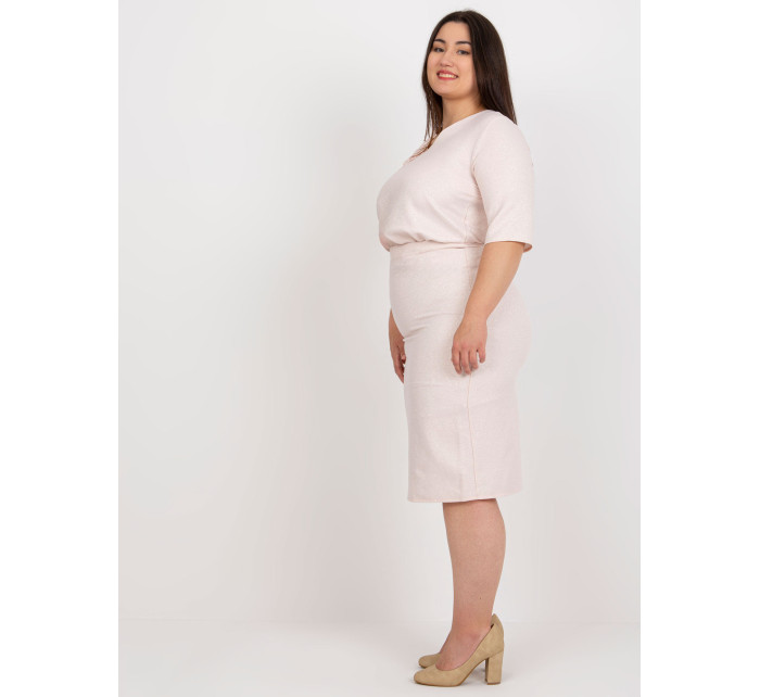 Světle růžová plus size sukně ze sady