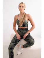 Fitness set top s nastavitelnými ramínky + push up legíny khaki