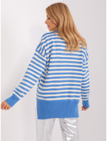 Modrý a ecru pruhovaný oversize pletený svetr
