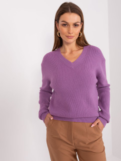 Fialový volný pruhovaný svetr