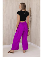 Kalhoty s širokým pasem tmavě fialová