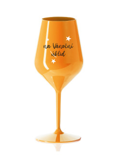 NA VÁNOČNÍ ÚKLID - oranžová nerozbitná sklenice na víno 470 ml