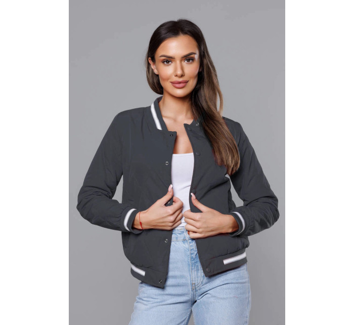 Dámská bunda typu bomber v grafitové barvě model 18172044 - J.STYLE