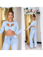 Sexy Koucla cropped longsleeve Shirt with Cut Outs