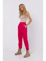 model 18863568 Kalhoty Jogger s předním prošíváním malinová barva - Moe