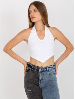 Bílý žebrovaný basic crop top RUE PARIS