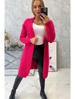 Svetr Cardigan kostkovaná model 18978879 růžová neonová - K-Fashion