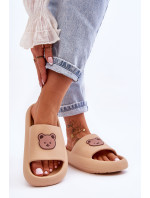 Lehké dámské pěnové pantofle s medvídkem Béžove Lia
