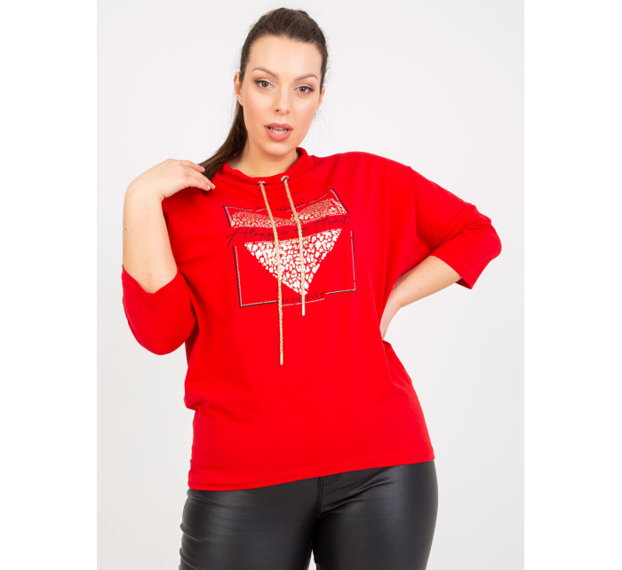 Červená halenka plus size s potiskem