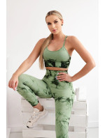 Fitness set top+ legíny push up ciemny miętowy