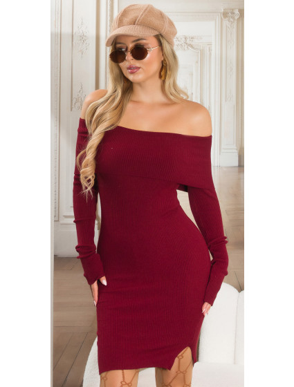 Sexy pletené mididress šaty na ramena