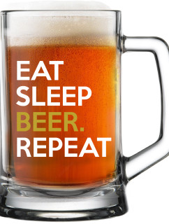 EAT SLEEP BEER. REPEAT - pivní sklenice 0,5 l