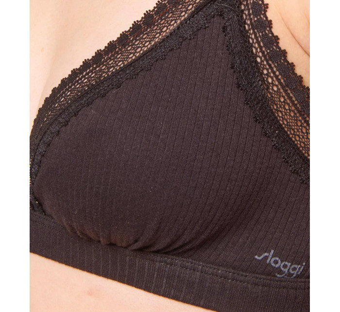 Dámská podprsenka GO Ribbed R Bralette - BLACK - černá 0004 - SLOGGI