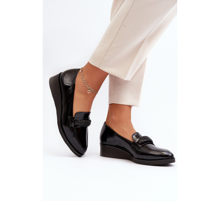 Dámské lakované boty Loafers Black Polike