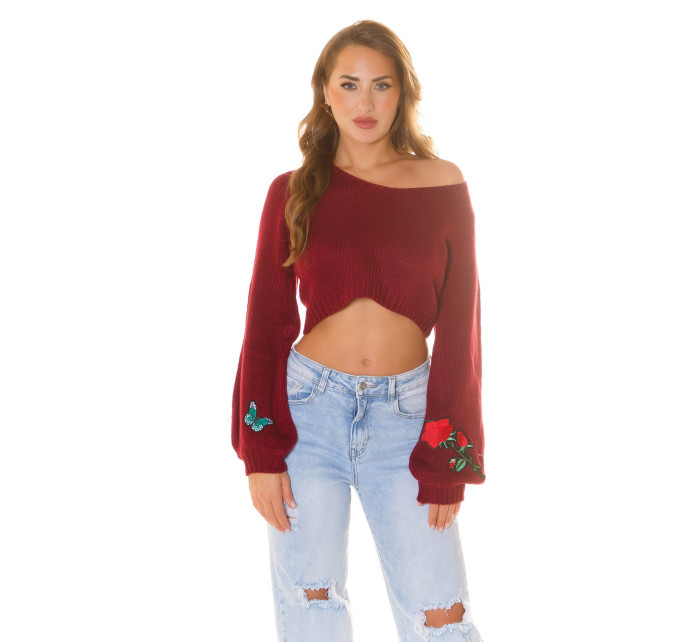 Sexy KouCla Crop knit sweater with patches