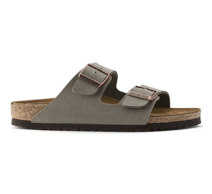 Dámské/ pánské žabky Birkenstock Arizona Birko-Flor Nubuck Stone regular wide grey (0151211)