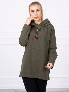 Tunika se zipem na kapuci Oversize khaki