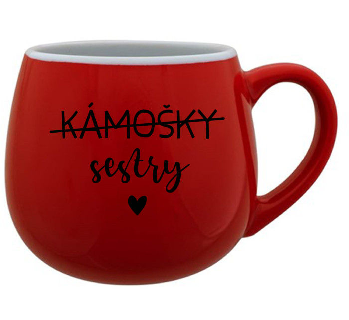 KÁMOŠKY SESTRY - červený keramický hrníček 300 ml