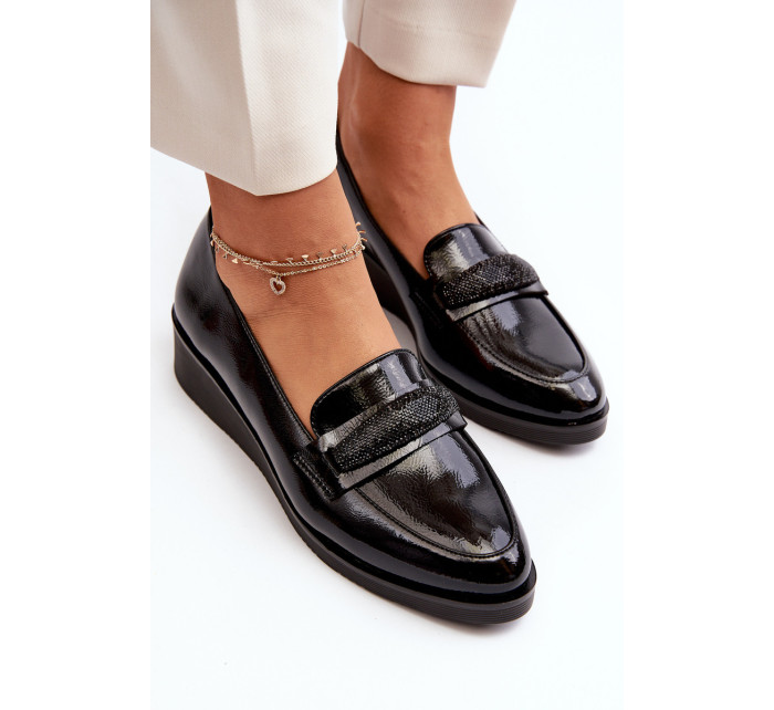 Dámské lakované boty Loafers Black Polike