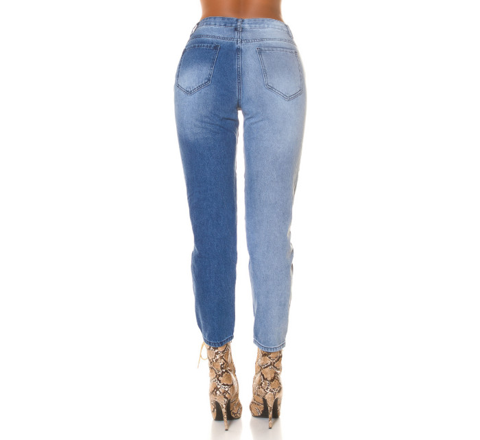 Sexy Highwaist Bi-Color Mom Jeans Použitý vzhled