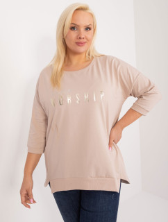 Béžová blůza plus size s nápisem