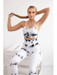 Fitness set top+ legíny push up bílý