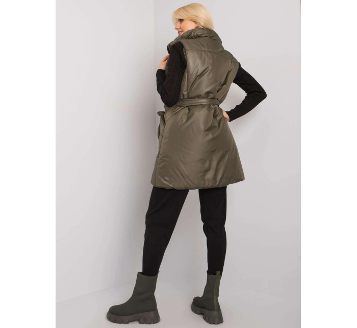 Péřová vesta v khaki barvě se stojáčkem model 20500626 - Factory Price