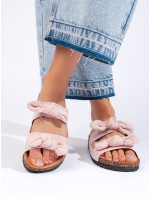 Pohodlné  nazouváky dámské růžové na plochém podpatku