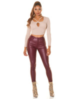 Sexy leather look high waist pants