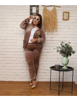 Béžová dámská plus size tepláková souprava s rozepínací mikinou model 19764154 - Moon