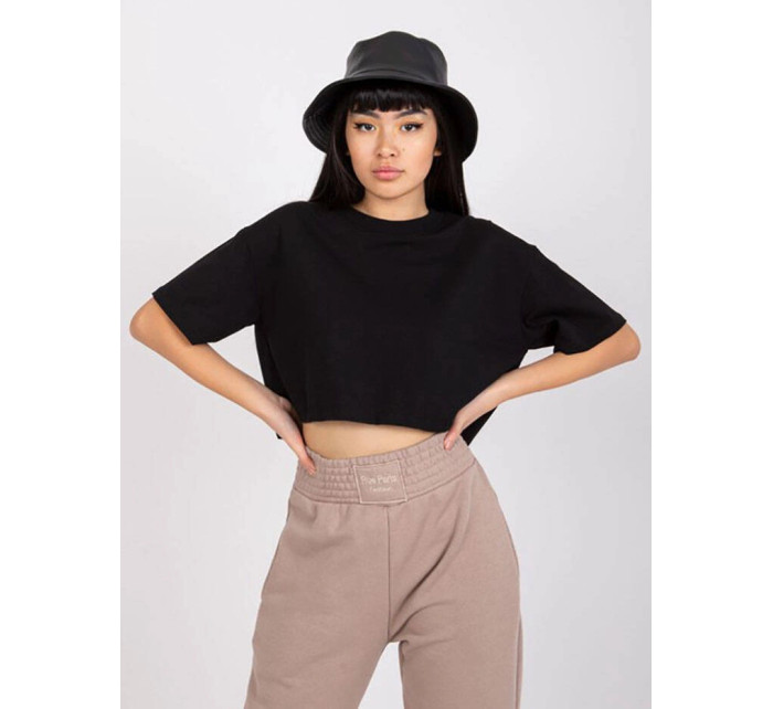 Krátké černé tričko crop top model 19576720 - Factory Price