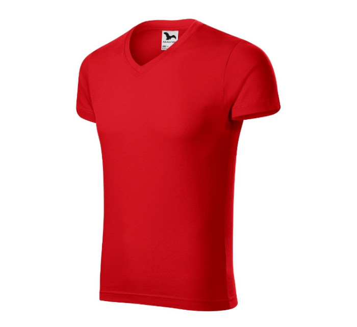 Slim Fit V-neck tričko pánské červená