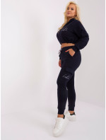 Námořnická modř plus size set s krátkou mikinou