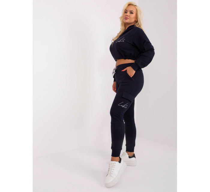 Námořnická modř plus size set s krátkou mikinou