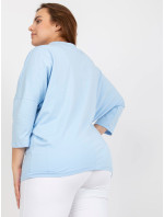 Světle modrá dámská halenka plus size s 3/4 rukávem