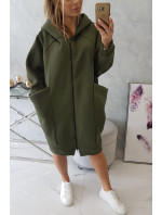 Oversize zateplená mikina v khaki barvě